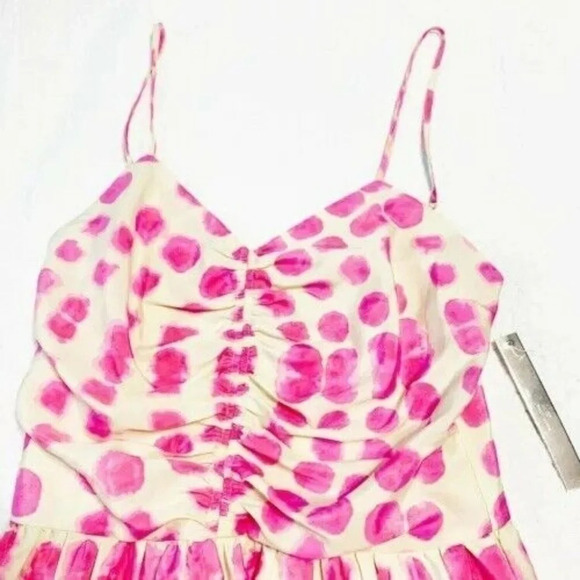 AQUA Size M Pink Polka DOT Printed Spaghetti Strap Dress NEW! - Picture 2 of 3